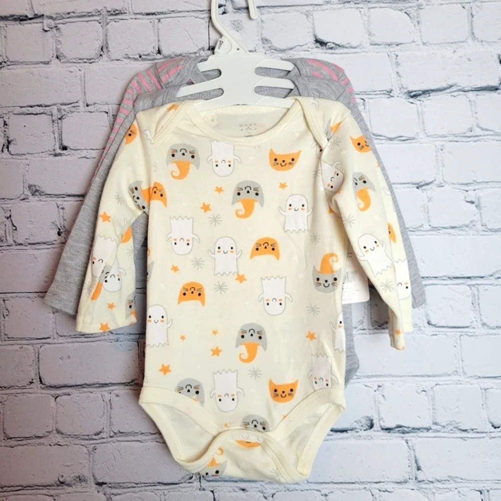 Bon Bebe Halloween 6-9 Months Long Sleeve Bodysuits Set of 3